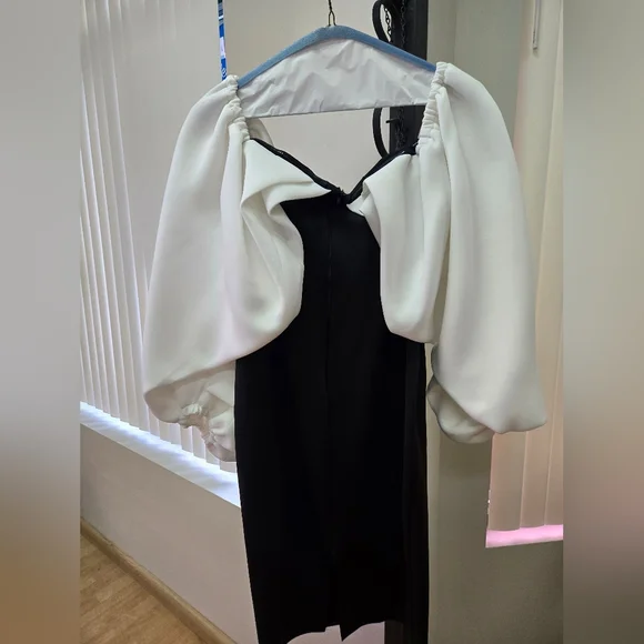 ASOS Black and White Asymmetrical Cocktail Dress - Picture 2 of 3